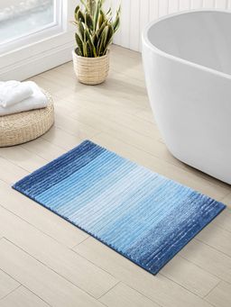OBSESSIONS - Polyester Anti-Skid Stripes Bath Mat - Blue