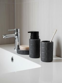 Mason Home - Stria Bathroom Dispenser With Tumbler & Tray - Black (Pack of 3)