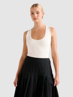 Forever New - White Bree Crochet Detail Knit Tank Top