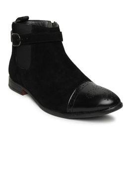 Louis Stitch - Solid Black Perforation Italian Suede Casual Boots