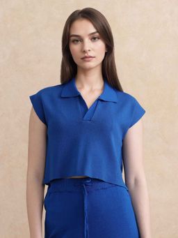 RAREISM - Women Blue Solid Crop Top