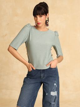 Kazo - Women Green Self Design Top