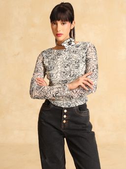 Kazo - Women White Printed Top