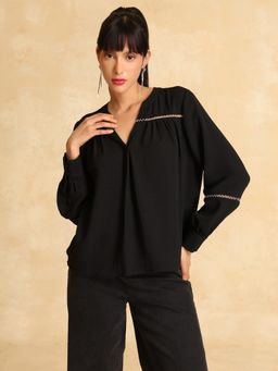 Kazo - Women Black Solid Top