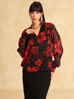 Kazo - Women Red Floral Top
