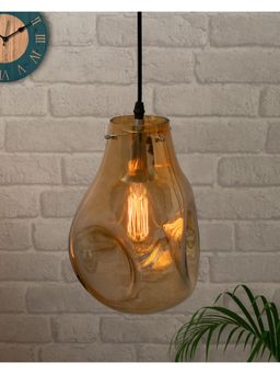 Homesake - Pendant Light Glass Hanging Amber Pear