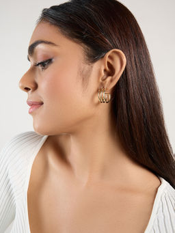 Pipa Bella by Nykaa Fashion - Gold Patterned Triple Hoop Earrings