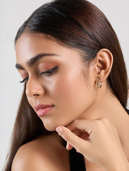 Pipa Bella by Nykaa Fashion - Gold Diamante Embellished Nail Hoop Earrings