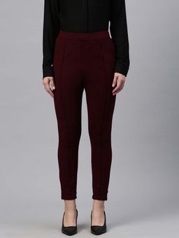 De Moza - Burgundy Women's Casual Trousers