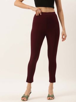 De Moza - Burgundy Women's Casual Trousers