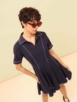 ONLY - Women Navy Blue Solid Mini Dress