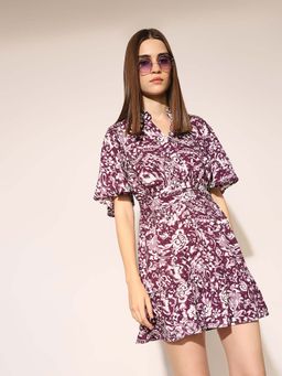 ONLY - Women Purple Abstract Mini Dress
