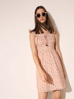 ONLY - Women Peach Abstract Mini Dress