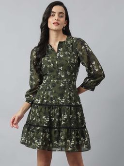 Latin Quarters - Women Green Floral Mini Dress