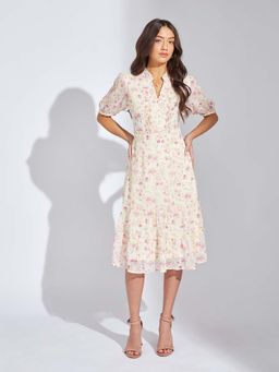 Latin Quarters - Women Beige Floral Midi Dress