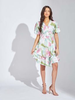 Latin Quarters - Women Green Printed Mini Dress