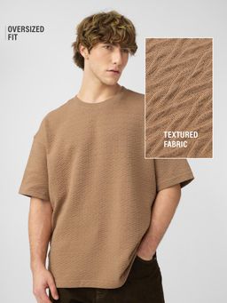 The Souled Store - Originals Textured Sand Men Oversized T-Shirt