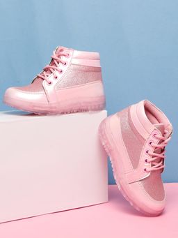 Tiny Bugs - Party Wear Lace Up Sneakers - Pink