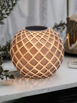 At Home by Nilkamal - Traverse Round Votive Candle Holder Brown & Beige