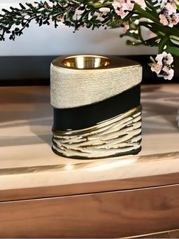 At Home by Nilkamal - Triangular Votive Candle Holder Black & Gold