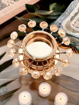 At Home by Nilkamal - Diamond Studs Votive Candle Holder Gold