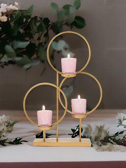 At Home by Nilkamal - Circle Votive Candle Holder Onion Pink and Gold