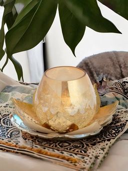 At Home by Nilkamal - Single Lotus Votive Candle Holder Gold
