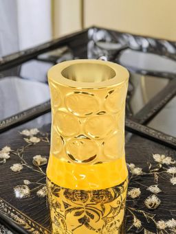 At Home by Nilkamal - Cylindric Votive Candle Holder Mustard & Gold