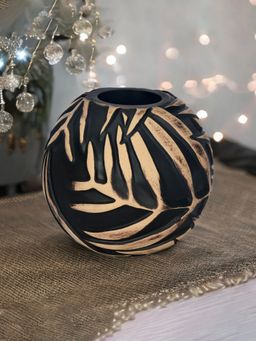 At Home by Nilkamal - Foilage Leaf Large Votive Candle Holder Beige