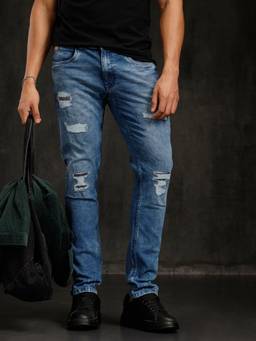 WROGN - Blue Light Fade Distressed Jeans