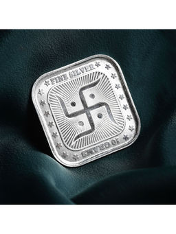PANASH - Silver Toned Lakshmi Ganesh 10gm Square Coin