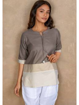 Linera - Multicolour Colorblock Linen Tunic