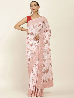 Soch - Embellished Chiffon Saree with Unstitched Blouse