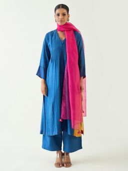 Shivani Bhargava - Blue Kriya Cotton Silk Kurta with Pant and Dupatta (Set of 3)