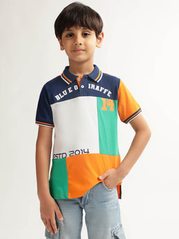 Blue Giraffe - Boys Multi-Color Graphic Polo T-shirt