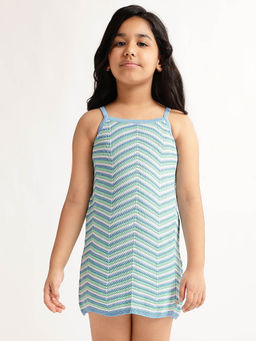 ELLE - Girls Multi Striped Round Neck Sleeveless Dress
