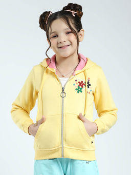 Monte Carlo - Yellow Girls Printed Sweatshirt