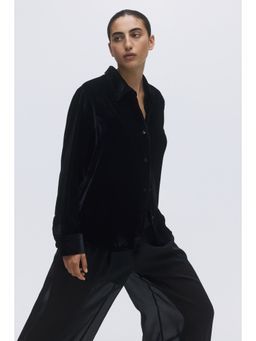 H&M - Women Black Velvet Shirt