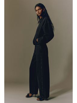 H&M - Women Black Collared Denim Jacket