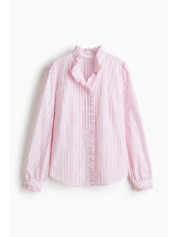 H&M - Women Red Frill-Trimmed Poplin Blouse