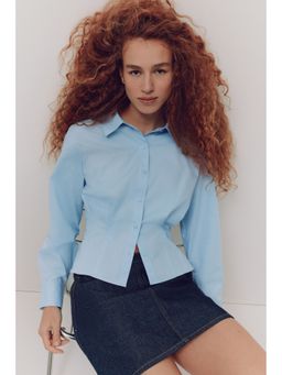 H&M - Women Blue Waisted Poplin Shirt