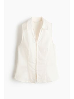 H&M - Women White Sleeveless Cotton Shirt