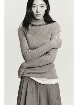 H&M - Women Grey Merino Wool Roll-Neck Top