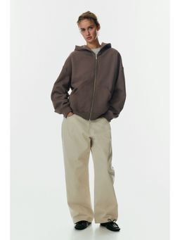 H&M - Women Beige Zip-Through Hoodie