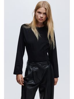 H&M - Women Black Waisted Bodysuit