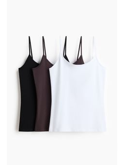 H&M - Women White 3-Pack Cotton Strappy Tops
