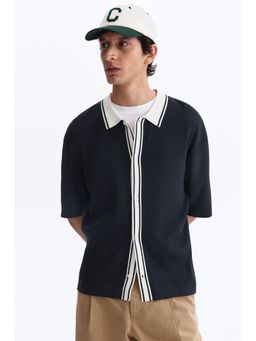 H&M - Men Multi-Color Regular Fit Rib-Knit Shirt