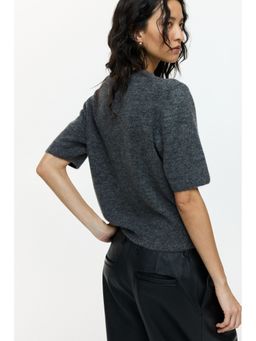 H&M - Women Grey Fine-Knit T-Shirt