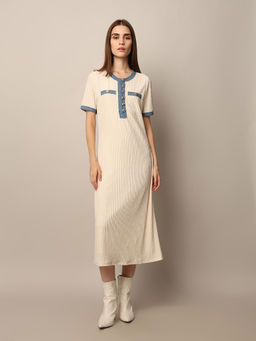 ONLY - Beige Fancy Button Dress