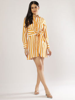 PEACH & PANDA - Multi-Colour Striped Shirt Dress